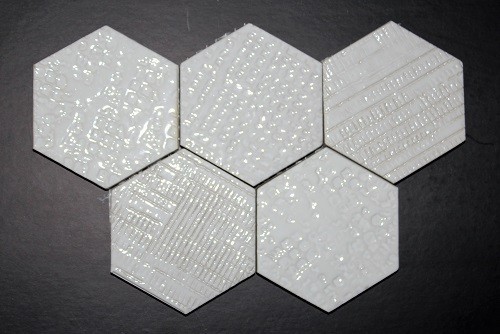 Pressed Pattern White Hexagon tile